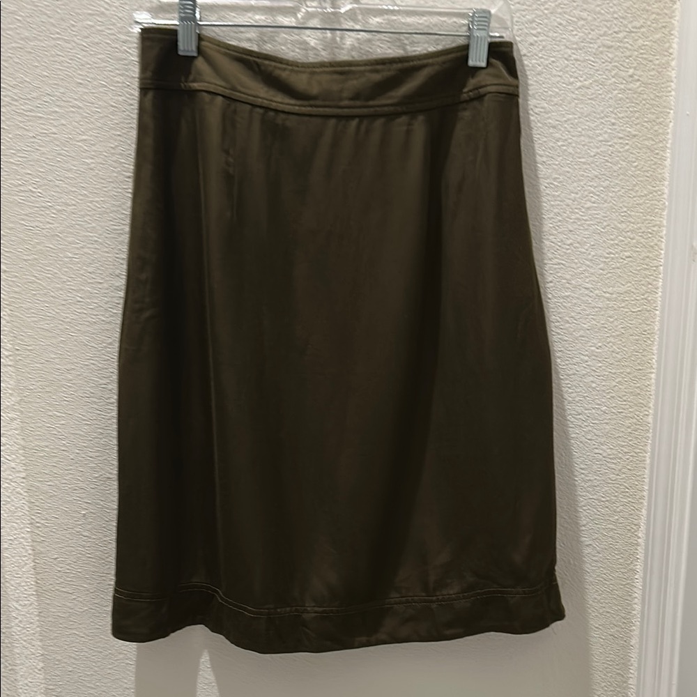ANN TAYLOR LOFT  Olive Green Wrap front Women's Skirt - Picture 9 of 11